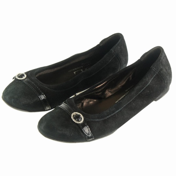 AGL ATTILIO GUISTI LEOMBRUNI Ballet Flats 39 EU 9 US Black Suede Shimmer ITALY - Picture 3 of 7